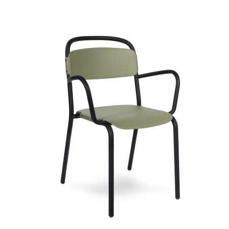 Chaise extérieure avec accoudoirs – Skol, empilable et durable