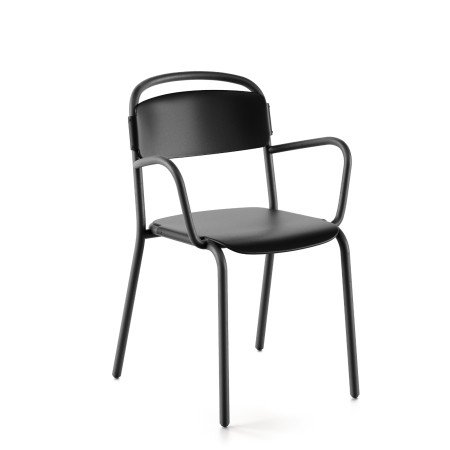 Chaise de jardin avec accoudoirs – Skol empilable en plastique recyclé