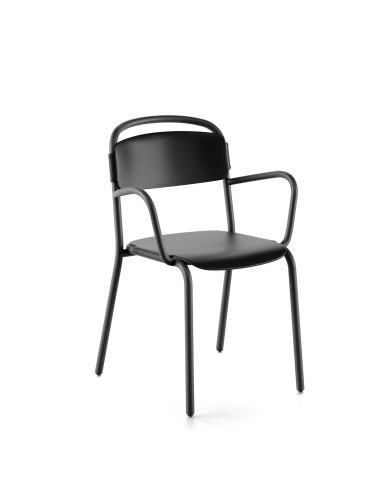 Chaise de jardin avec accoudoirs – Skol empilable en plastique recyclé