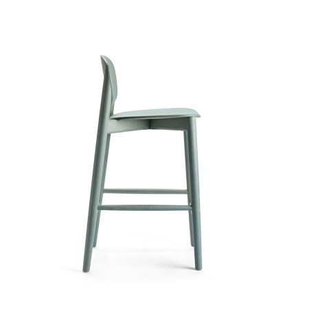 Tabouret de cuisine HARMO avec design arrondi en couleur frêne gris bleu
