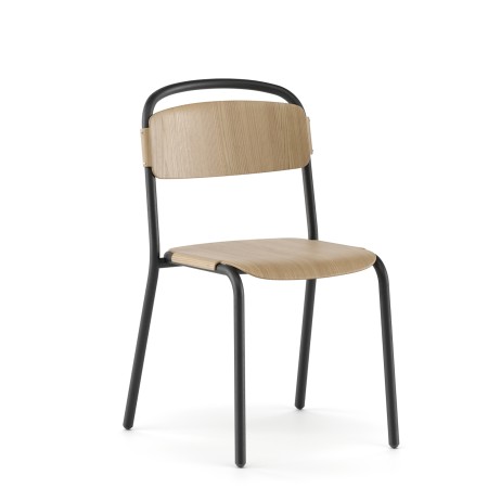 Chaise Skol Wood – empilable intérieure en bois et métal