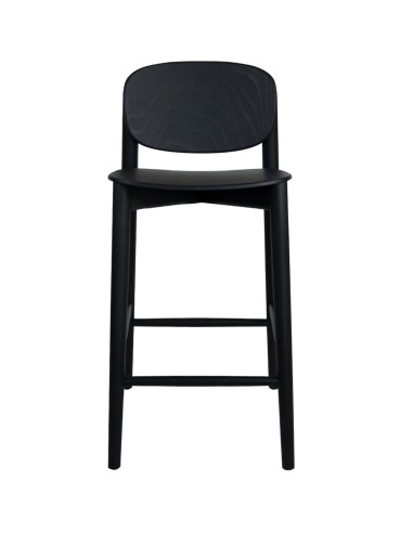 Tabouret de hauteur bar Harmo en hêtre noir design arrondi