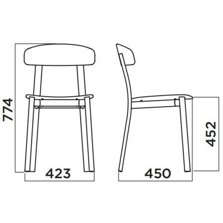 Dimensions Chaise en plastique et métal Feluca Pop 
