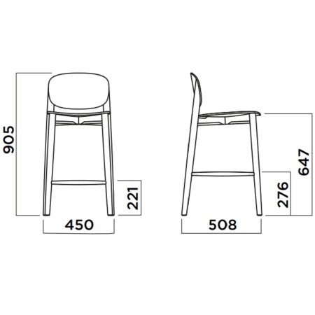 Tabouret à un îlot de cuisine en bois avec assise tissu – HARMO