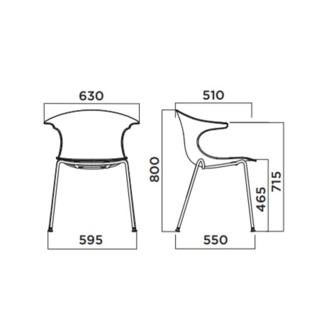Dimensions Chaise coque bois design courbé et tendance - Loop 3D Wood 