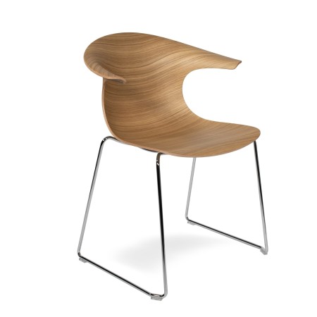 Chaise design pieds luge avec coque bois clair - Loop 3D Wood