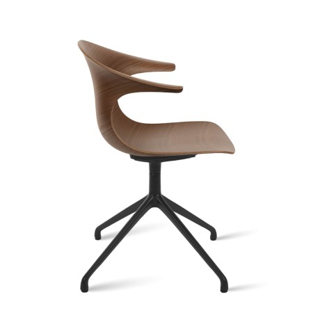 Chaise de réunion Loop 3D Wood avec coque en bois et base étoile en aluminium de côté