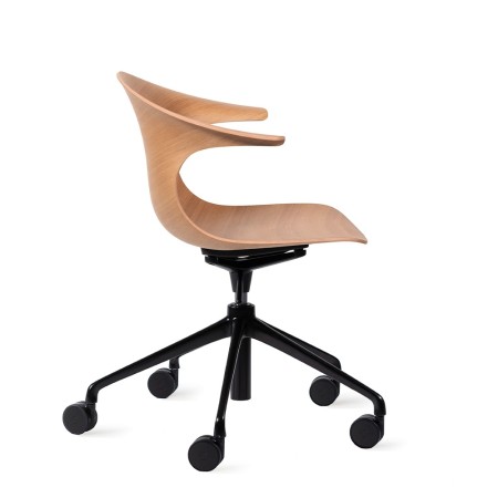 Chaise de réunion réglable Loop 3D Wood en bois à 5 roulettes de côté