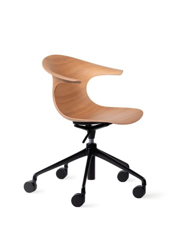 Chaise de réunion réglable Loop 3D Wood en bois avec piétement à 5 roulettes