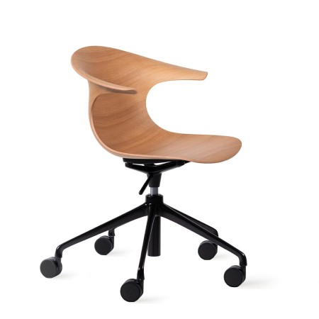 Chaise de réunion réglable Loop 3D Wood en bois avec piétement à 5 roulettes