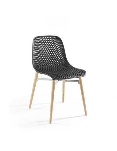 Chaise salle à manger nid d'abeilles en noir - Next - 4 legs