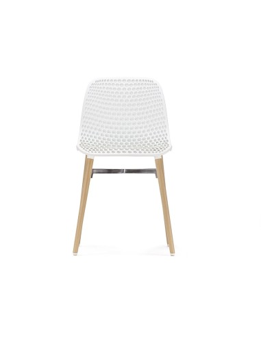 Chaise salle à manger nid d'abeilles en blanc de face - Next - 4 legs