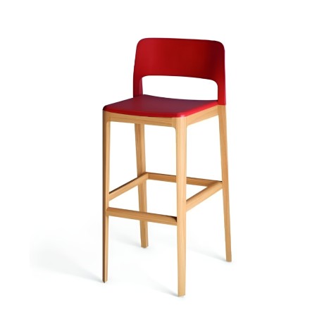 Tabouret de cuisine modèle Settesusette avec pied bois et assise blanche 2