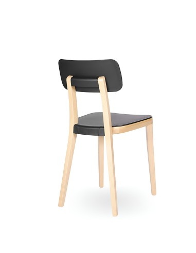 Chaise Porta Venezia avec pieds bois – design moderne pour salle de pause en noir de dos