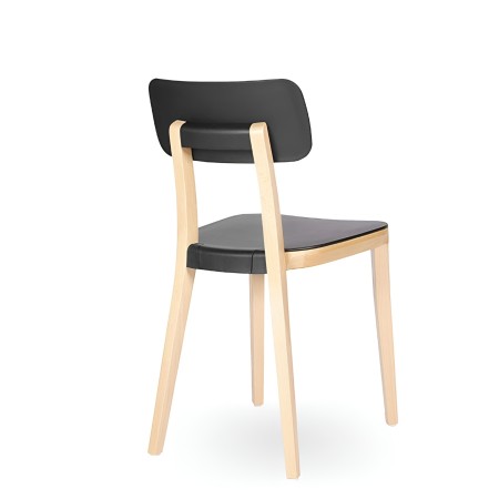 Chaise Porta Venezia avec pieds bois – design moderne pour salle de pause en noir de dos