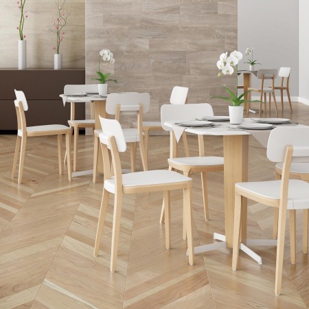 Chaise Porta Venezia avec pieds bois – design moderne blanc 2