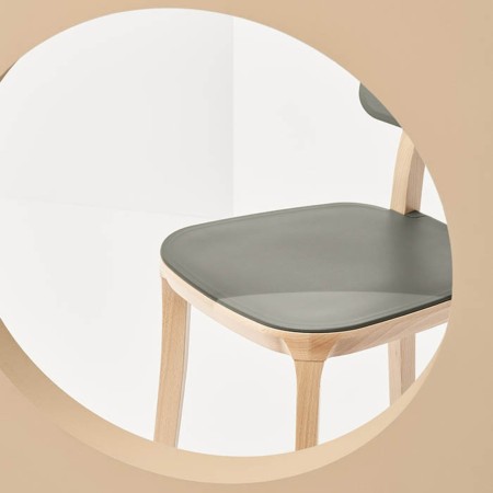 Tabouret de cuisine design bois assise grise - Porta Venezia