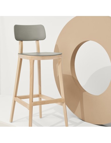 Tabouret de cuisine design bois coloris gris moderne  - Porta Venezia