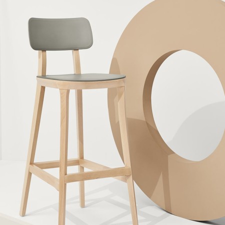 Tabouret de cuisine design bois coloris gris moderne  - Porta Venezia