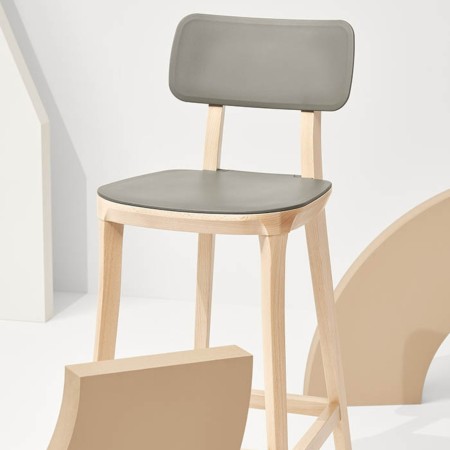 Tabouret de cuisine design bois en gris pour salle à manger - Porta Venezia