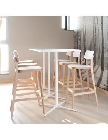 Tabouret de cuisine design bois - salle à manger blanche - Porta Venezia