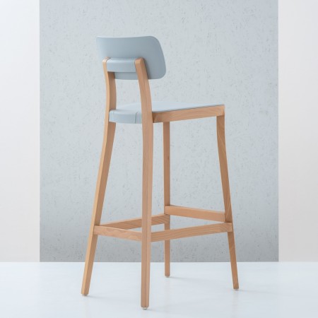 Tabouret haut design bois et plastique coloris bleu gris – Porta Venezia