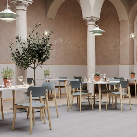 Chaise Eastwood - salle de restauration - bois et plastique curvé