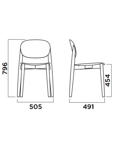 Dimensions Chaise moderne en bois - modèle Harmo