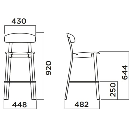 Tabouret Feluca – Alliance du bois et du métal pour une cuisine moderne et conviviale
