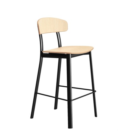 Feluca – Tabouret de cuisine design avec assise en bois et structure en métal, style bistro revisité
