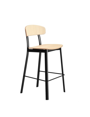 Feluca – Tabouret de cuisine design avec assise en bois et structure en métal, style bistro revisité