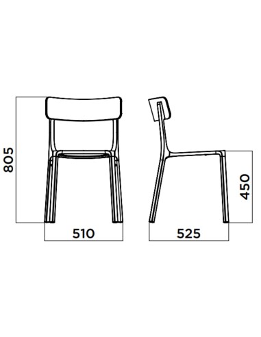 Ruelle – Chaise design avec dossier plastique et coussin intégré, parfaite pour cafés ou espaces modernes