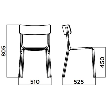 Ruelle – Chaise design avec dossier plastique et coussin intégré, parfaite pour cafés ou espaces modernes