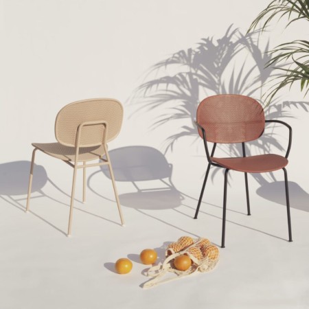 Tondina Slim – Chaise d’extérieur avec accoudoirs, design moderne en métal et plastique résistant