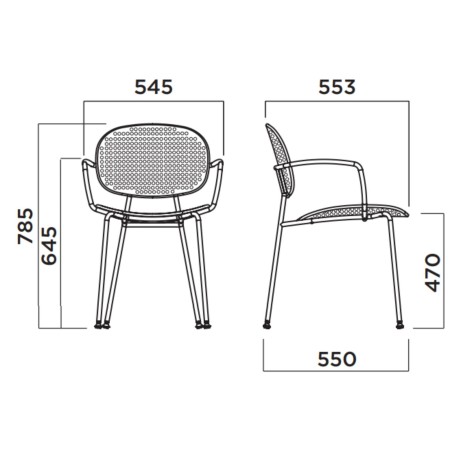 Tondina Slim – Chaise outdoor design avec accoudoirs, parfaite pour un usage résidentiel ou professionnel