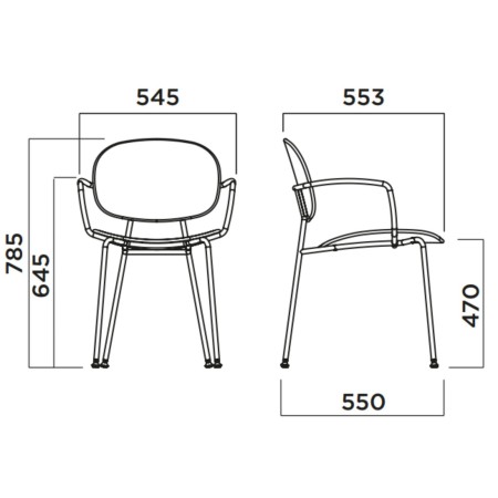Tondina Pop – Chaise empilable avec accoudoirs, parfaite pour un aménagement fonctionnel et esthétique