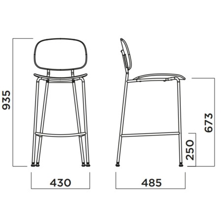 Tondina Pop – Tabouret haut en plastique et métal, parfait pour un intérieur moderne et fonctionnel