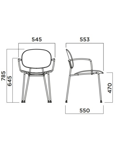 Chaise design Tondina Pop – Accoudoirs épurés et revêtement tissu pour un style chic et fonctionnel