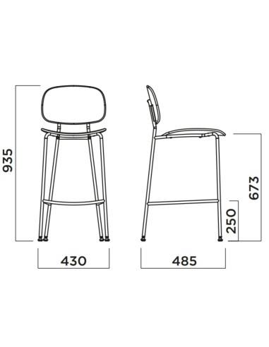 Chaise haute Tondina Pop – Style raffiné et confort optimal pour les repas au comptoir