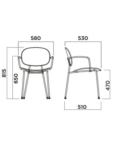 Chaise rétro Tondina – Élégance intemporelle avec accoudoirs intégrés et finitions soignées
