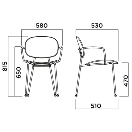 Chaise rétro Tondina – Élégance intemporelle avec accoudoirs intégrés et finitions soignées