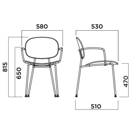 Chaise design Tondina – Confort textile, structure bois et accoudoirs discrets pour une allure soignée