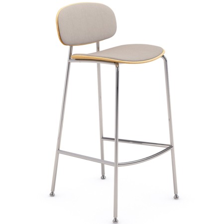 Tondina – Tabouret de cuisine design avec assise en tissu et dossier en bois, idéal pour une ambiance élégante et contemporaine