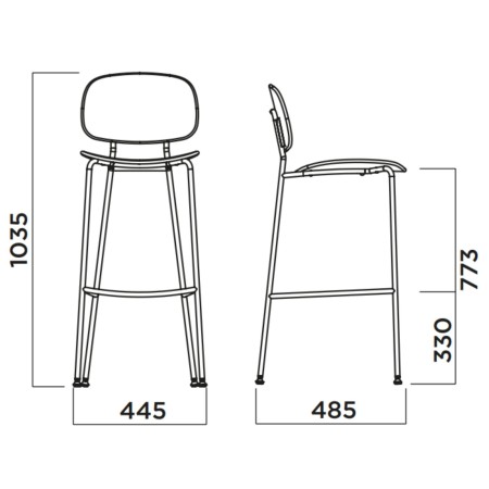Tondina – Tabouret de bar en bois et tissu, alliant confort, style et finitions soignées