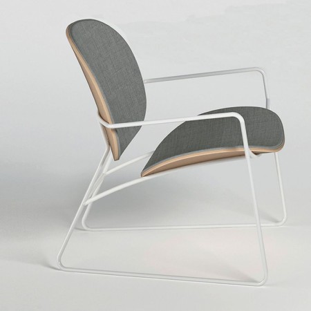 Chaise lounge Tondina – Design chaleureux en bois et tissu, soutenu par une structure métallique épurée