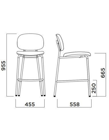 Tondina Fat – Tabouret rembourré en tissu, design épuré et confortable pour bar ou coin repas