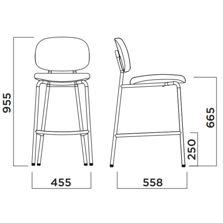 Tondina Fat – Tabouret rembourré en tissu, design épuré et confortable pour bar ou coin repas