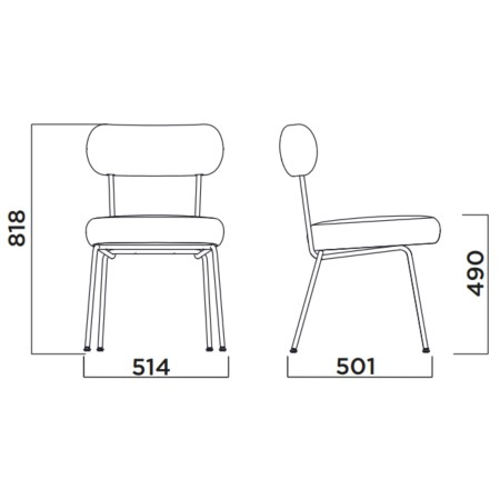 Chaise Takumi – Assise rembourrée et tissu élégant, idéale pour salle à manger ou bureau chic