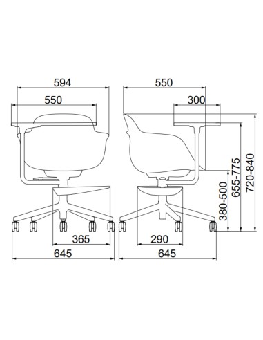 Chaise d’enseignement à roulettes avec plateau écritoire – Sicla EDU