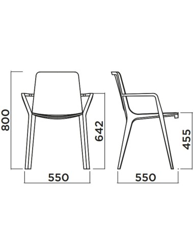 Dimensions chaise Seame avec accoudoirs